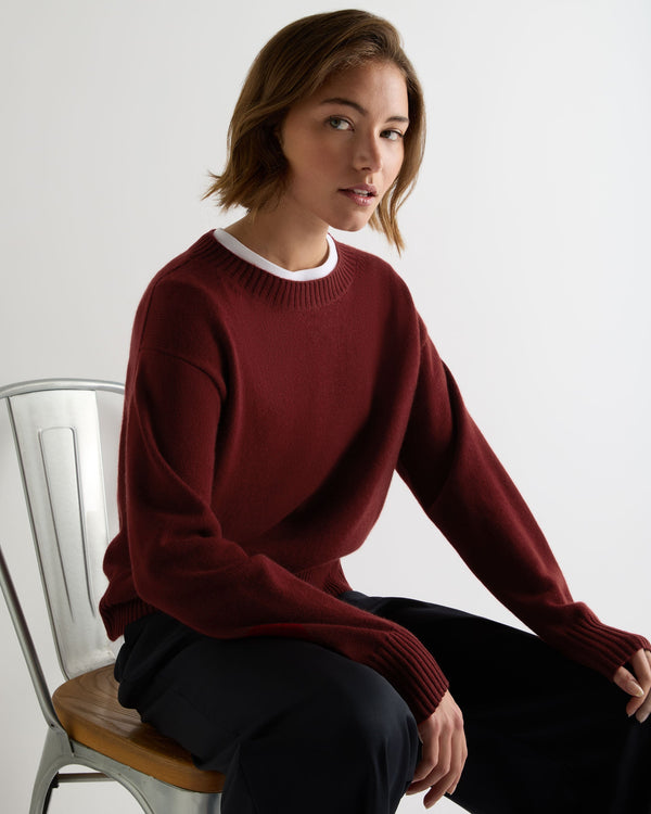 Women's Crop Boat Neck Cashmere Sweater 1