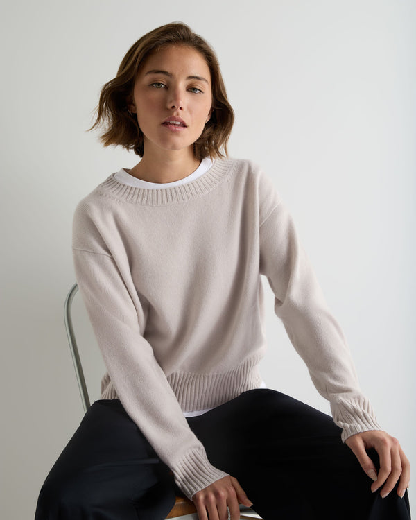 Women's Crop Boat Neck Cashmere Sweater 1