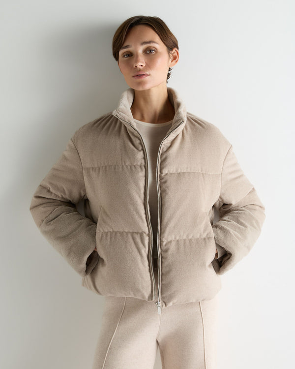 Women's Fur Cuff Padded Cashmere Jacket 1