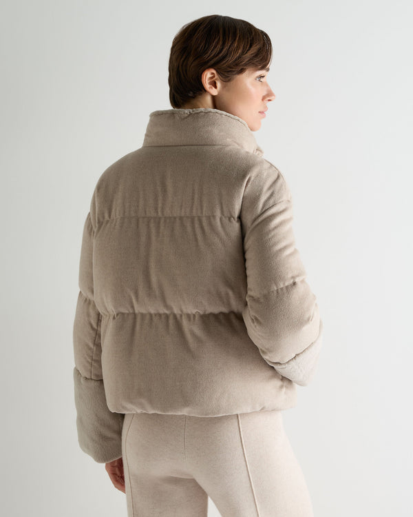 Women's Fur Cuff Padded Cashmere Jacket 4