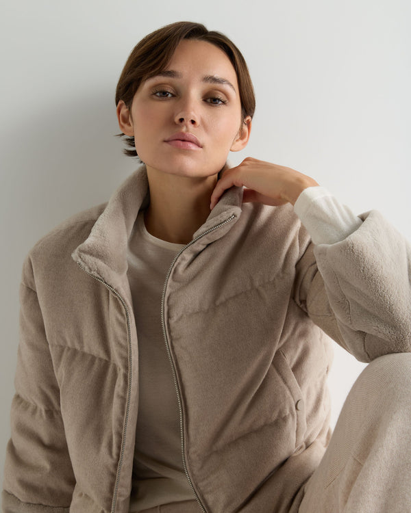 Women's Fur Cuff Padded Cashmere Jacket 5