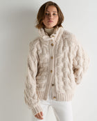 Women's Hero Button Cashmere Sweater Ecru White