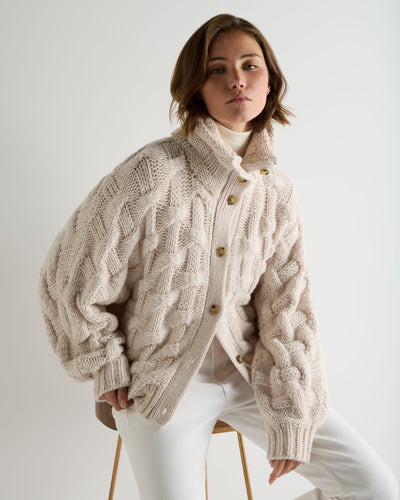 N.Peal Women's Hero Button Cashmere Jumper Ecru White