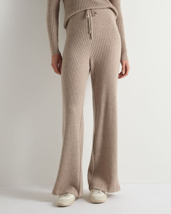 Women's Ribbed Wide Leg Cashmere Pants 1
