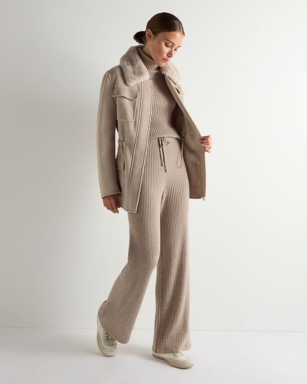 Women's Ribbed Wide Leg Cashmere Pants 3