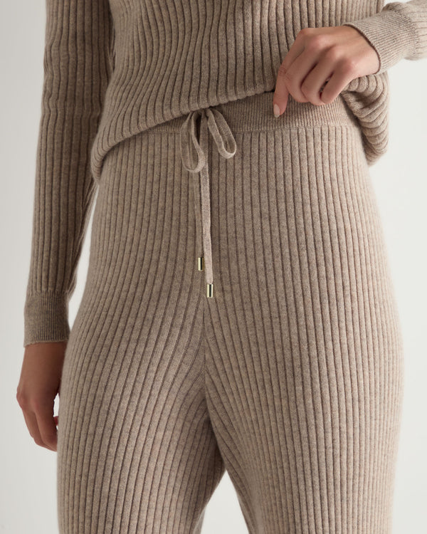 Women's Ribbed Wide Leg Cashmere Pants 5
