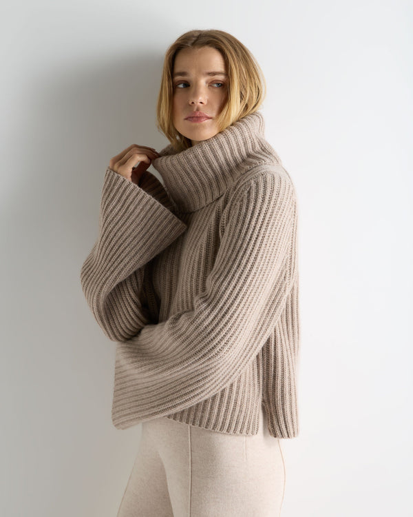Women's Ribbed Bell Sleeve Cashmere Sweater 1