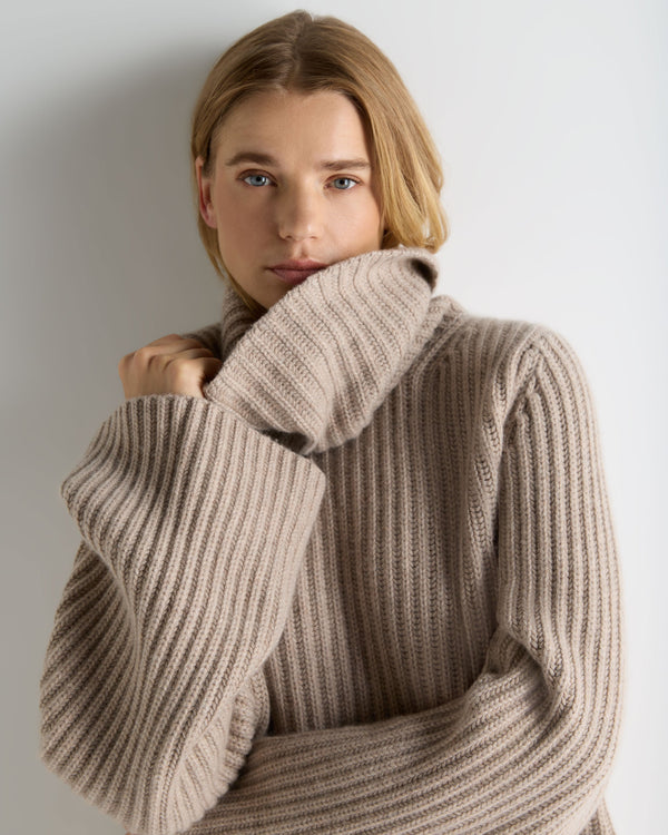 Women's Ribbed Bell Sleeve Cashmere Sweater 5