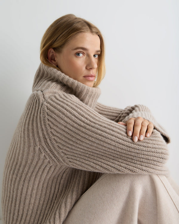 Women's Ribbed Bell Sleeve Cashmere Sweater 6