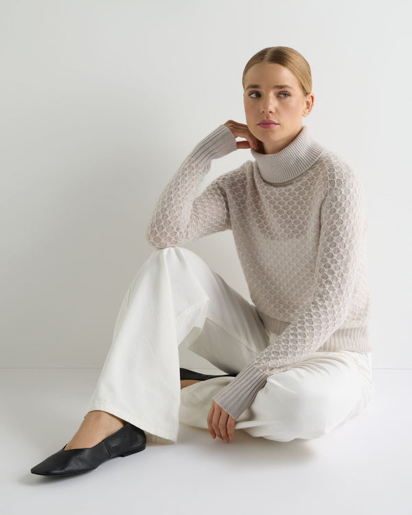 Women's Fairisle Cashmere Turtle Neck Cashmere Sweater With Lurex 1