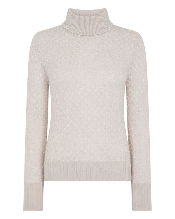 Women's Fairisle Cashmere Turtle Neck Cashmere Sweater With Lurex 2
