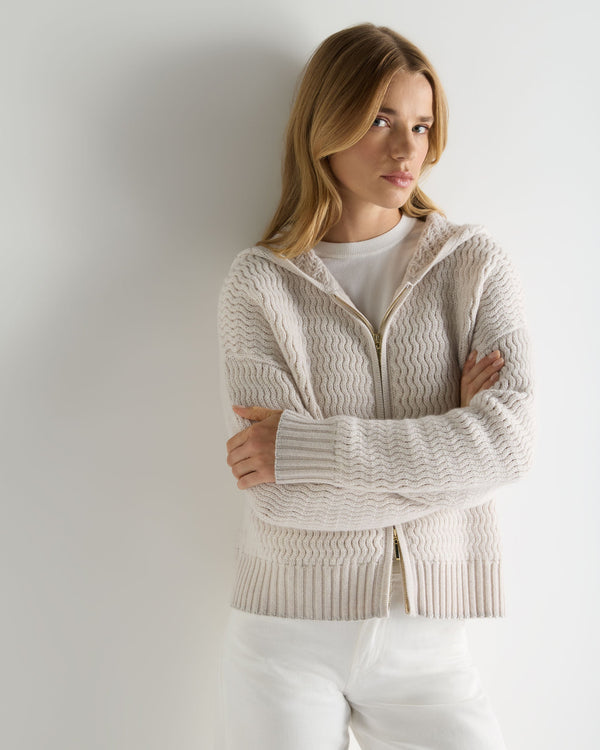 Women's Cashmere Chevron Cashmere Hoodie With Lurex 1