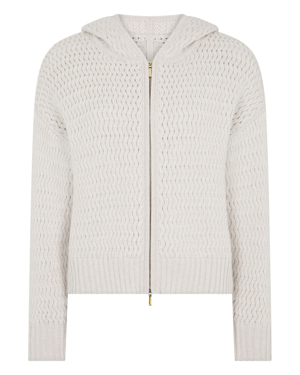 Women's Cashmere Chevron Cashmere Hoodie With Lurex 2