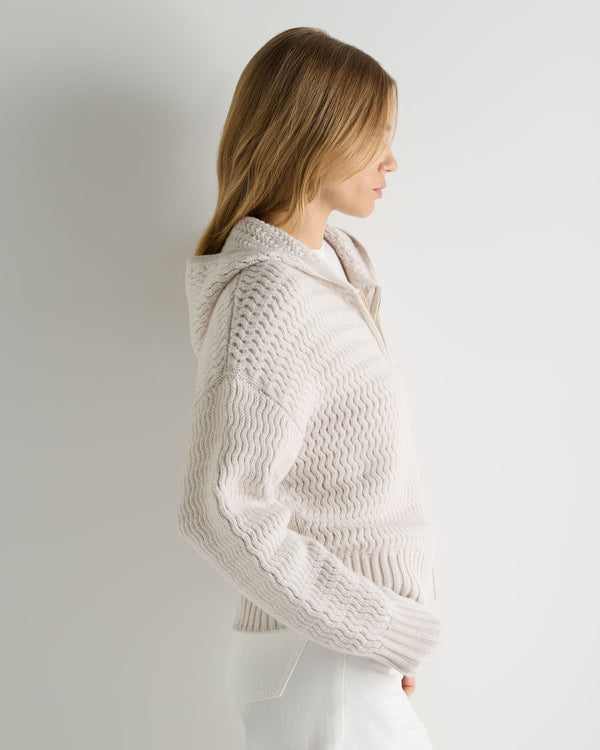 Women's Cashmere Chevron Cashmere Hoodie With Lurex 6