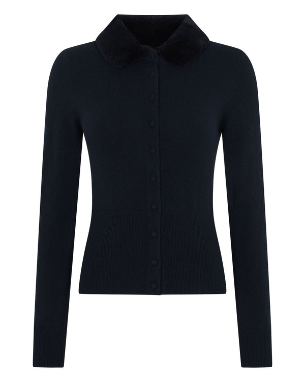 Women's Hannah Fur Collar Cashmere Cardigan 7