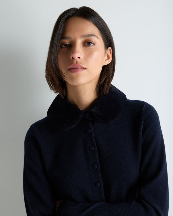 Women's Hannah Fur Collar Cashmere Cardigan 5