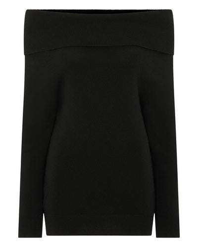 N.Peal Women's Off-The-Shoulder Cashmere Jumper Black