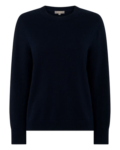 N.Peal Women's Cashmere Crew Neck Jumper Navy Blue