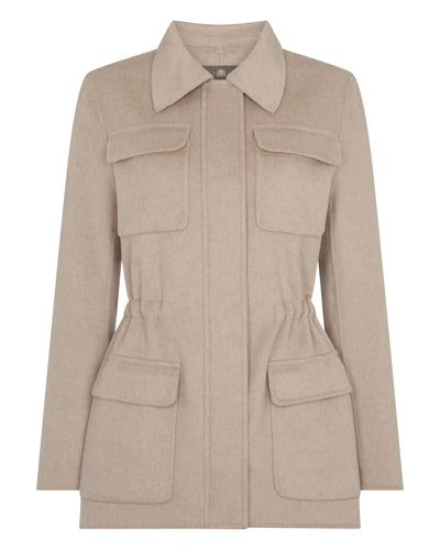 N.Peal Women's Fur Collar Field Jacket Beige Brown