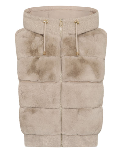 N.Peal Women's Down Gilet With Rex Fur Beige Brown