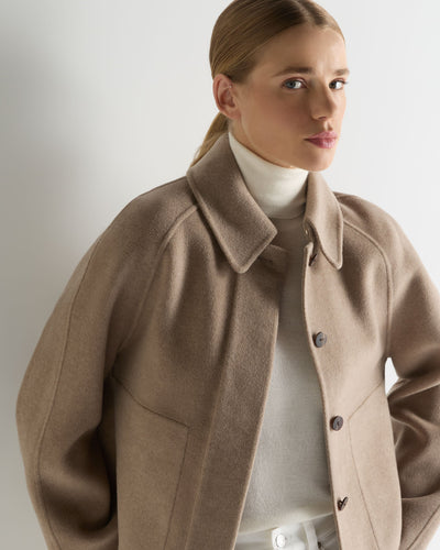 N.Peal Women's Wool Silk Blend Jacket Dark Beige Brown