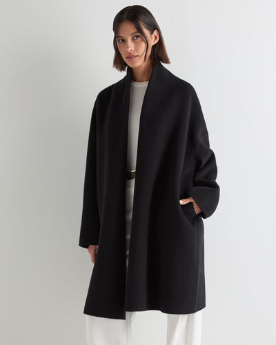 N.Peal Women's Double Face Robe Coat Black