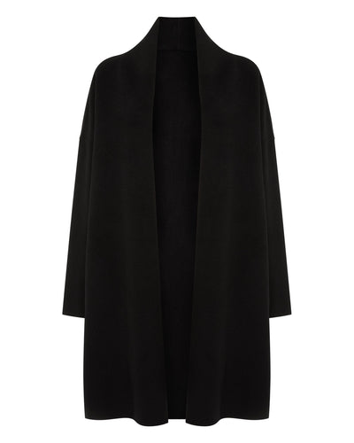 N.Peal Women's Double Face Robe Coat Black