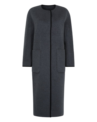 N.Peal Women's Wool Silk Blend Coat Charcoal Grey