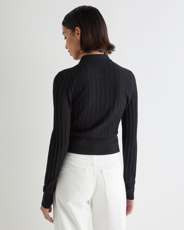 Women's Long Sleeve Ribbed Polo 4