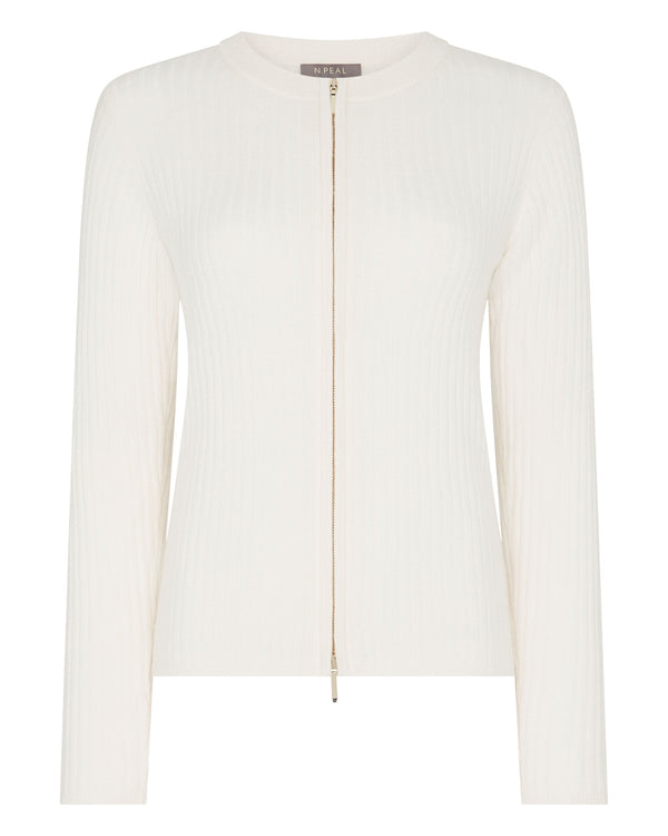 Women's Ribbed Full Zip Cashmere Sweater 2