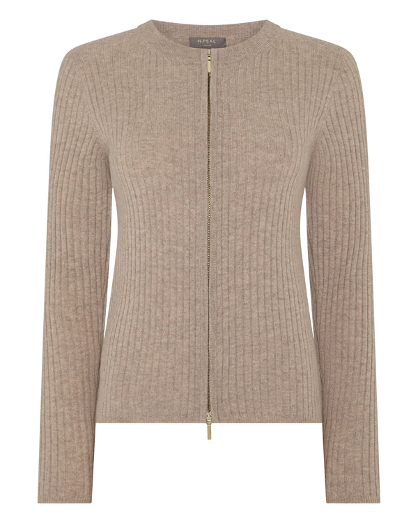 Women's Ribbed Full Zip Cashmere Sweater 2