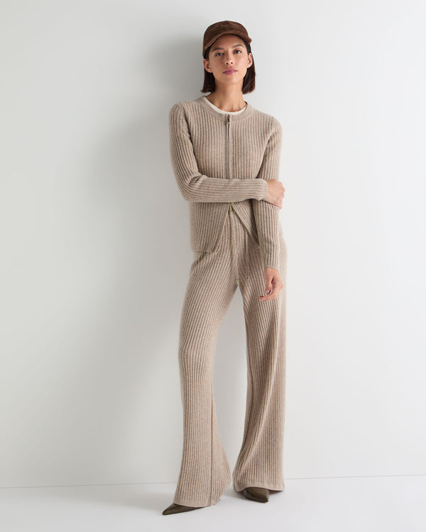 Women's Ribbed Full Zip Cashmere Sweater 3