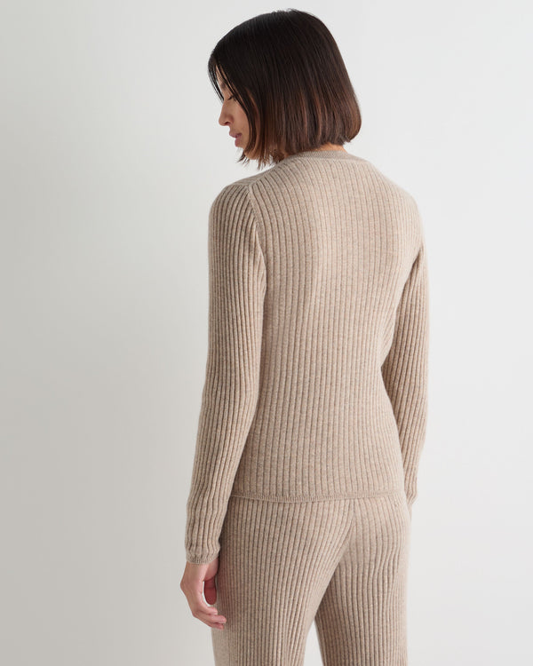 Women's Ribbed Full Zip Cashmere Sweater 4