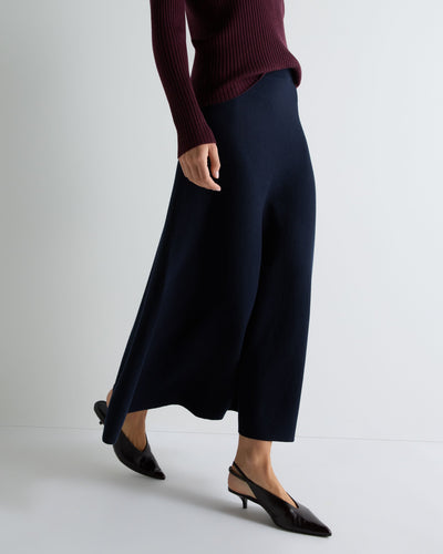 N.Peal Women's Luxe Circle Skirt Navy Blue