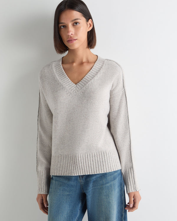 Women's Metal Trim V Neck Cashmere Sweater 1