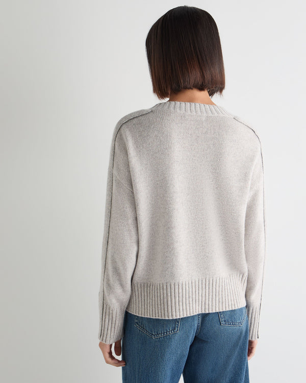 Women's Metal Trim V Neck Cashmere Sweater 4