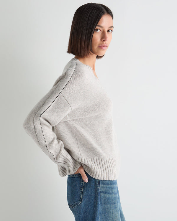 Women's Metal Trim V Neck Cashmere Sweater 6