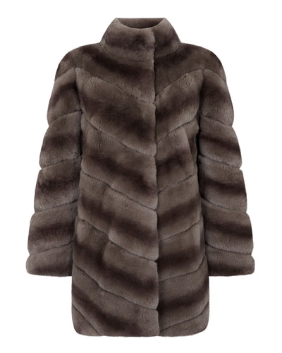 N.Peal Women's Wren Rex Rabbit Coat Chocolate Brown Ombre