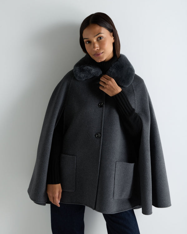 Women's Fur Collar Woven Cape 1