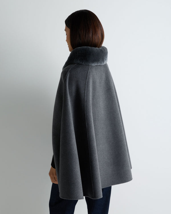Women's Fur Collar Woven Cape 4