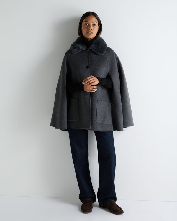 Women's Fur Collar Woven Cape 7