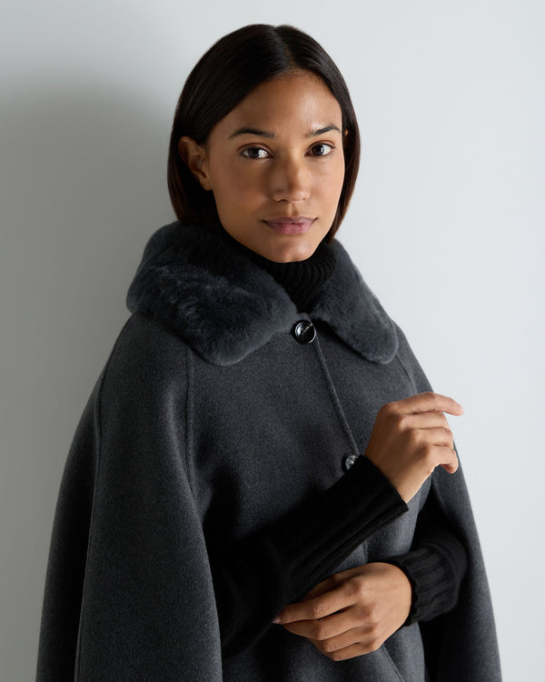 Women's Fur Collar Woven Cape 5