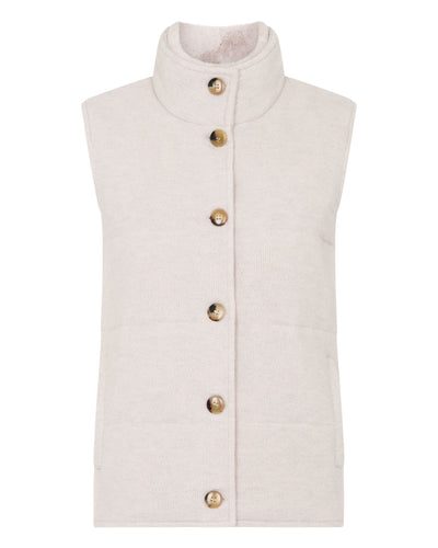 N.Peal Women's Honeycomb Cashmere Gilet With Fur Trim Pebble Grey