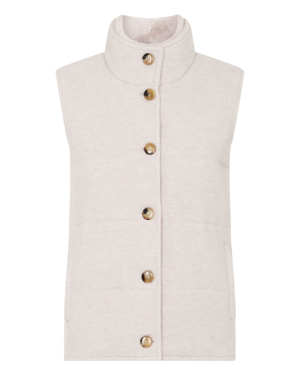 Women's Honeycomb Cashmere Gilet With Fur Trim 2