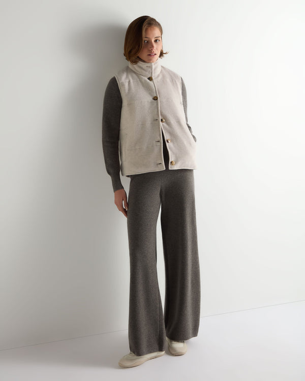 Women's Honeycomb Cashmere Gilet With Fur Trim 3