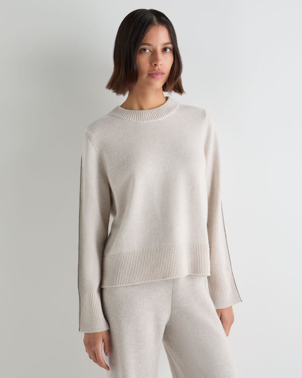 Women's Metal Trim Round Neck Cashmere Sweater 1