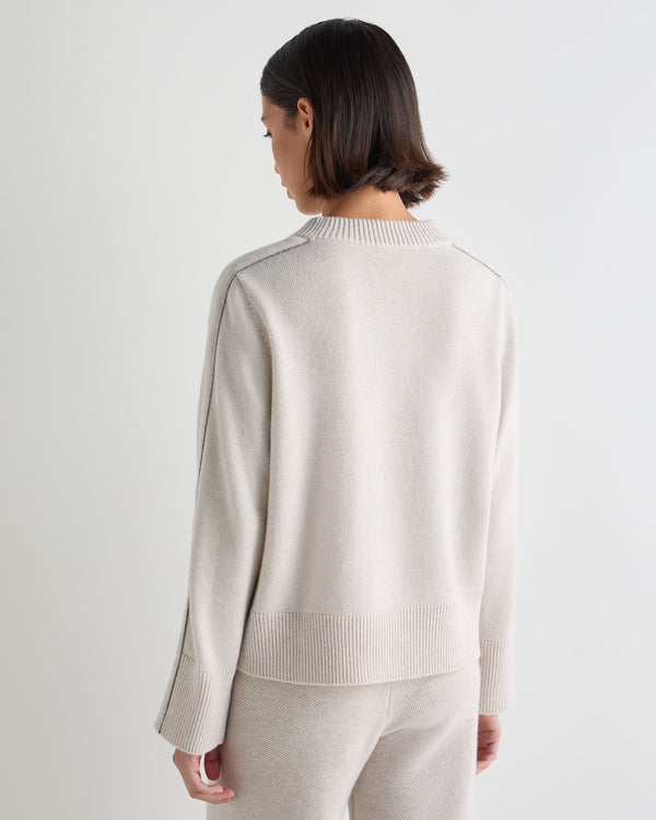 Women's Metal Trim Round Neck Cashmere Sweater 4