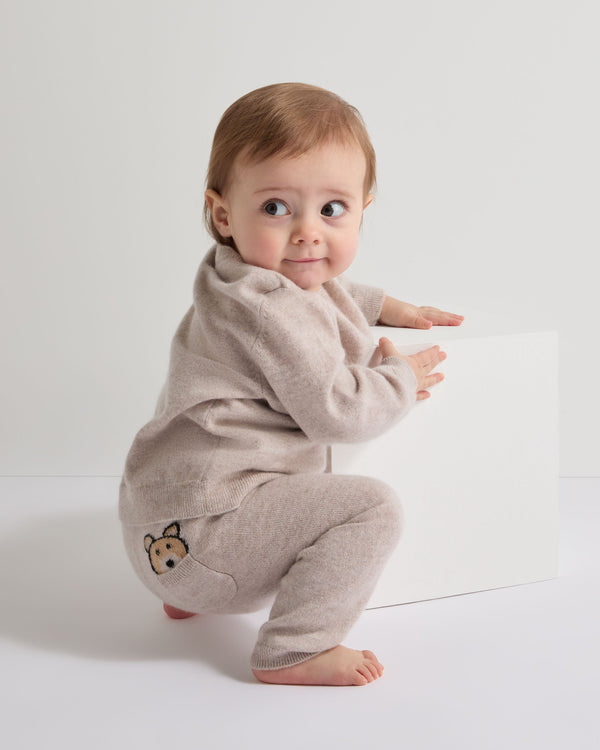 N.Peal Bear Cashmere Jumper Light Oatmeal Brown