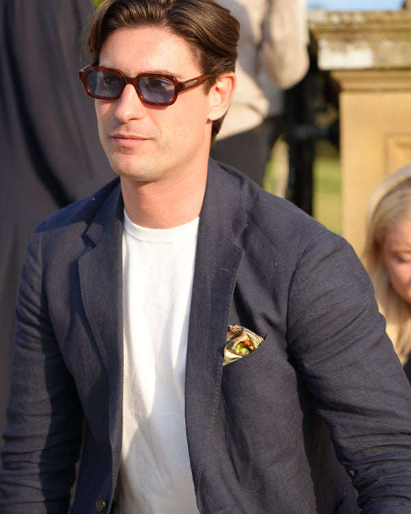 N.Peal Men's Amalfi Linen Jacket Navy Blue