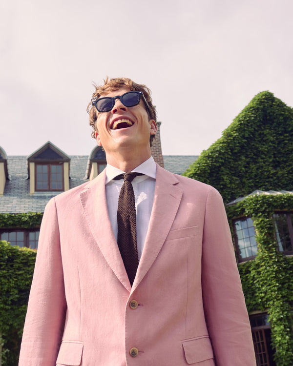 N.Peal Men's Amalfi Linen Jacket Pink